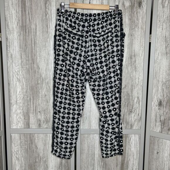 Anthropologie HEI HEI Pants Jogger Lace Detail Pockets Black White Size S - Picture 7 of 7